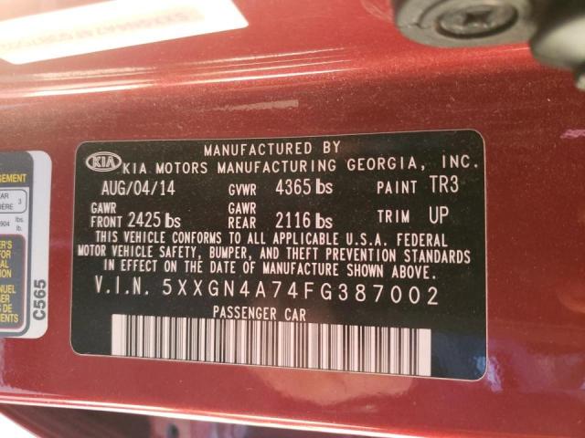 Photo 9 VIN: 5XXGN4A74FG387002 - KIA OPTIMA EX 