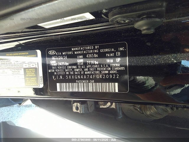 Photo 8 VIN: 5XXGN4A74FG420922 - KIA OPTIMA 