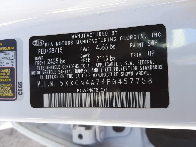 Photo 9 VIN: 5XXGN4A74FG457758 - KIA OPTIMA EX 