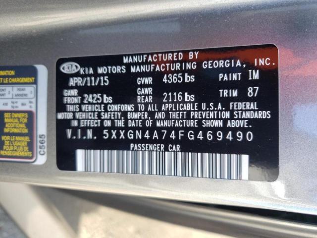 Photo 9 VIN: 5XXGN4A74FG469490 - KIA OPTIMA EX 