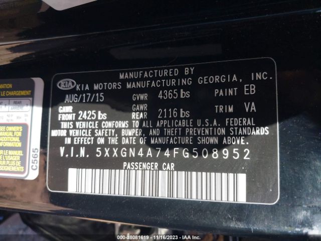 Photo 8 VIN: 5XXGN4A74FG508952 - KIA OPTIMA 