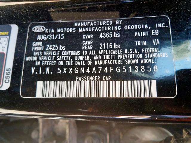 Photo 9 VIN: 5XXGN4A74FG513858 - KIA OPTIMA EX 