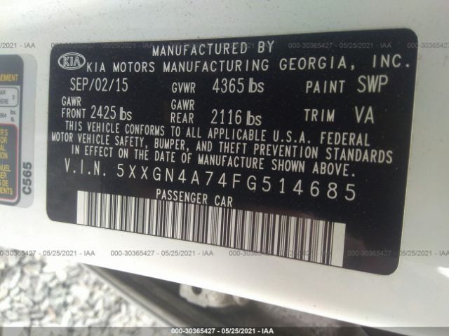 Photo 8 VIN: 5XXGN4A74FG514685 - KIA OPTIMA 