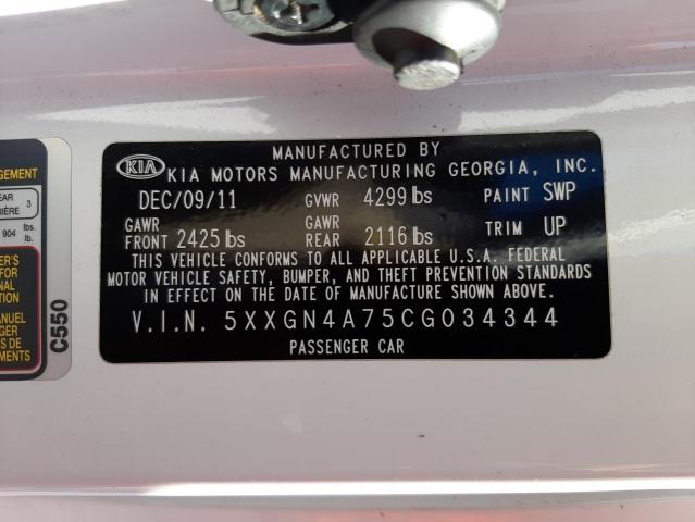 Photo 9 VIN: 5XXGN4A75CG034344 - KIA OPTIMA EX 