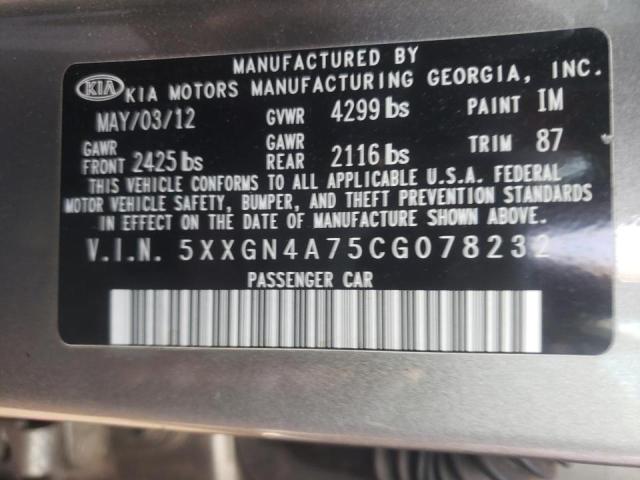 Photo 11 VIN: 5XXGN4A75CG078232 - KIA OPTIMA EX 