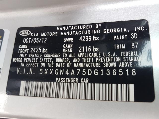 Photo 9 VIN: 5XXGN4A75DG136518 - KIA OPTIMA EX 