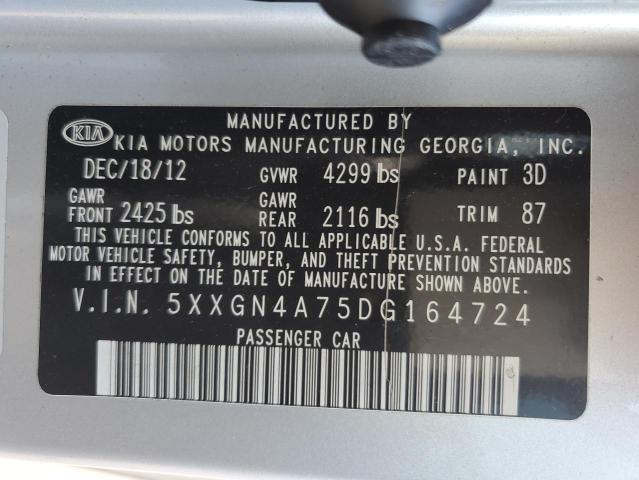 Photo 12 VIN: 5XXGN4A75DG164724 - KIA OPTIMA EX 