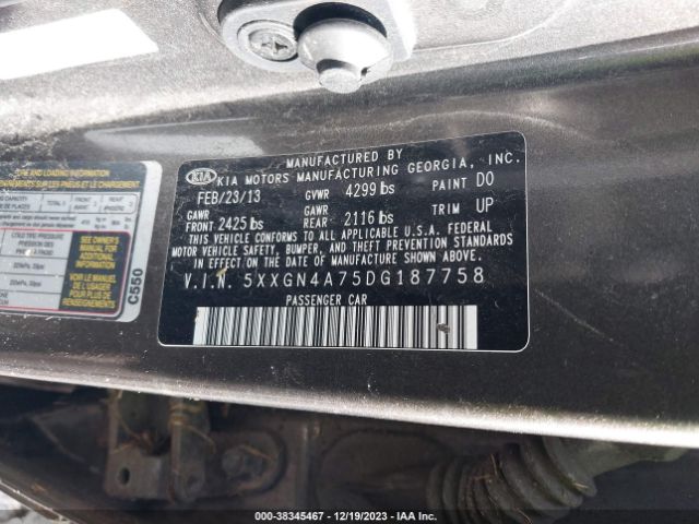 Photo 8 VIN: 5XXGN4A75DG187758 - KIA OPTIMA 