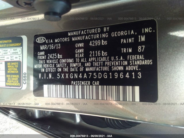 Photo 8 VIN: 5XXGN4A75DG196413 - KIA OPTIMA 