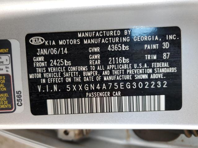 Photo 11 VIN: 5XXGN4A75EG302232 - KIA OPTIMA EX 