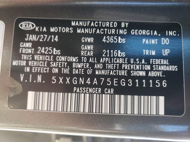 Photo 9 VIN: 5XXGN4A75EG311156 - KIA OPTIMA EX 