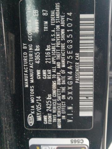 Photo 12 VIN: 5XXGN4A75EG351074 - KIA OPTIMA EX 