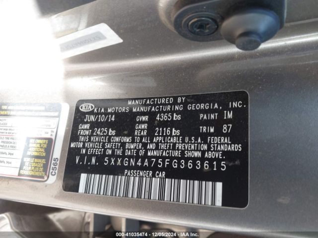 Photo 8 VIN: 5XXGN4A75FG363615 - KIA OPTIMA 