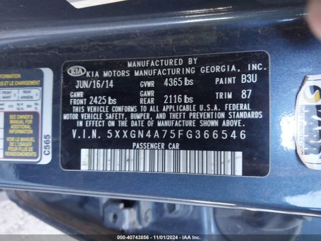 Photo 8 VIN: 5XXGN4A75FG366546 - KIA OPTIMA 