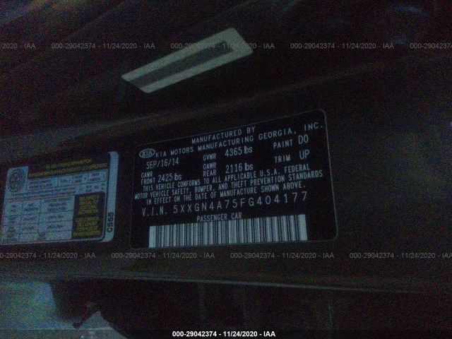 Photo 8 VIN: 5XXGN4A75FG404177 - KIA OPTIMA 