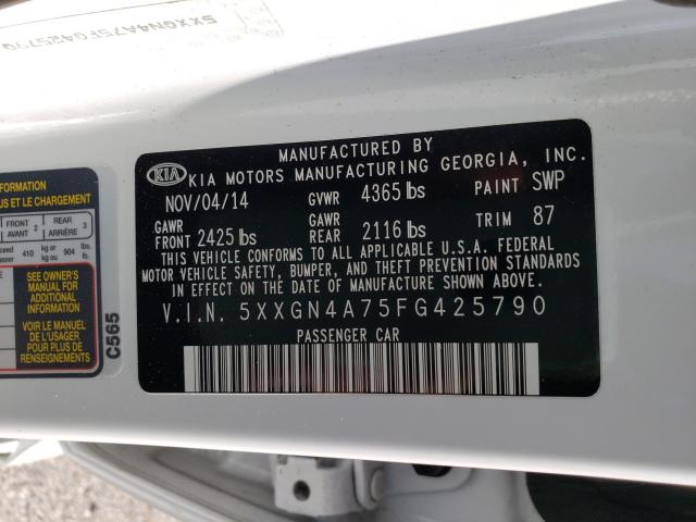 Photo 9 VIN: 5XXGN4A75FG425790 - KIA OPTIMA EX 