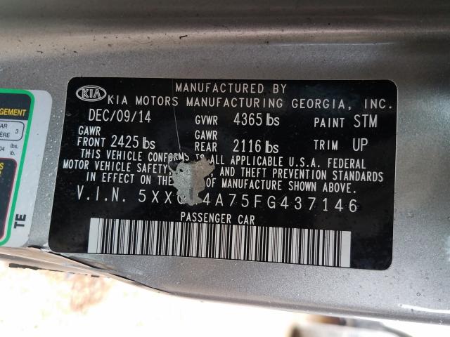 Photo 9 VIN: 5XXGN4A75FG437146 - KIA OPTIMA EX 