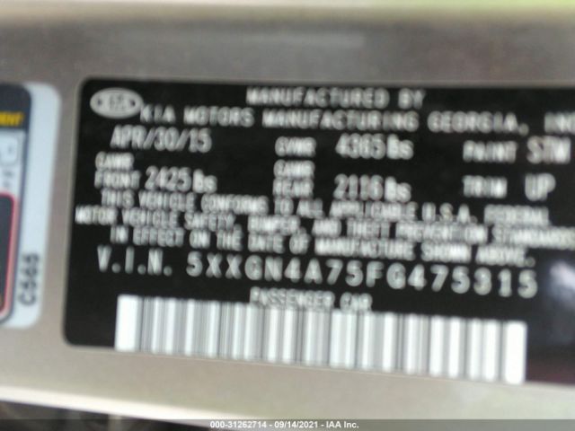 Photo 8 VIN: 5XXGN4A75FG475315 - KIA OPTIMA 