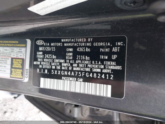 Photo 8 VIN: 5XXGN4A75FG482412 - KIA OPTIMA 