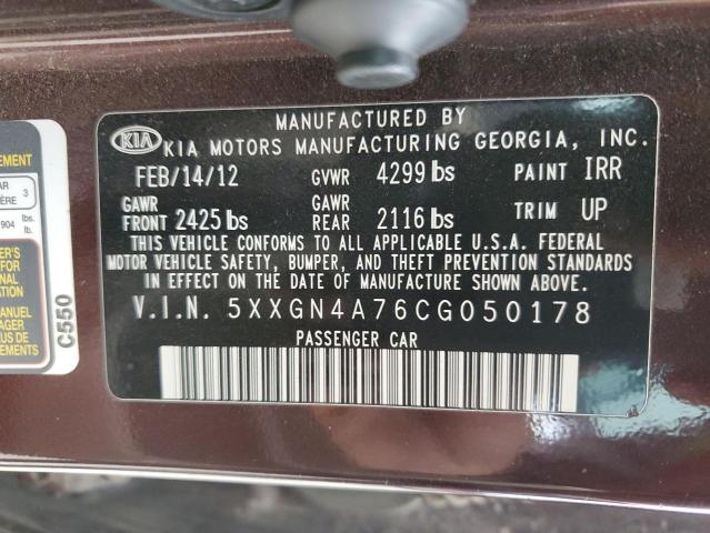 Photo 12 VIN: 5XXGN4A76CG050178 - KIA OPTIMA EX 