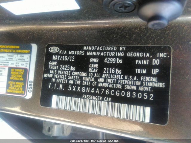 Photo 8 VIN: 5XXGN4A76CG083052 - KIA OPTIMA 