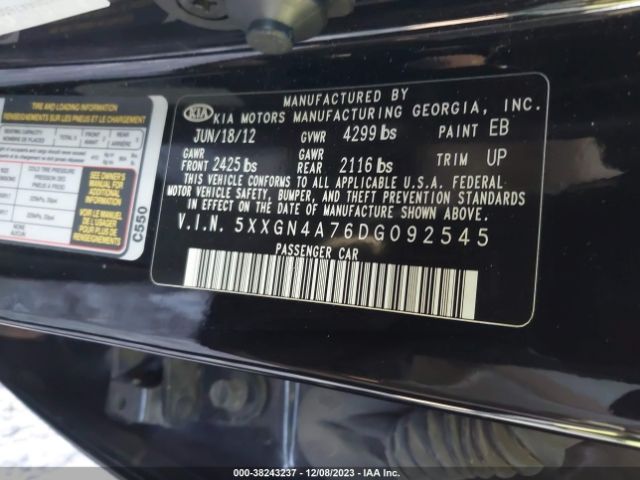 Photo 8 VIN: 5XXGN4A76DG092545 - KIA OPTIMA 