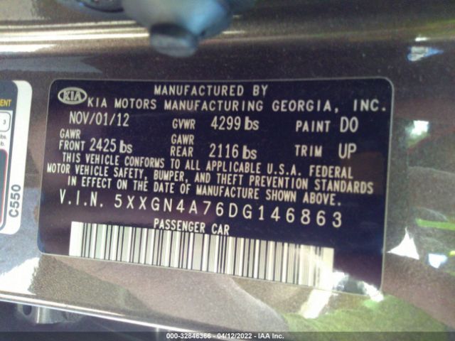 Photo 8 VIN: 5XXGN4A76DG146863 - KIA OPTIMA 