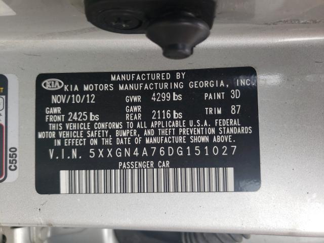 Photo 9 VIN: 5XXGN4A76DG151027 - KIA OPTIMA EX 