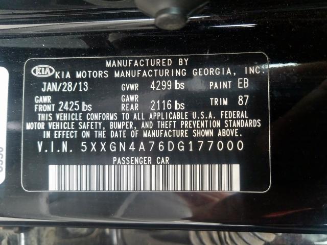 Photo 9 VIN: 5XXGN4A76DG177000 - KIA OPTIMA EX 