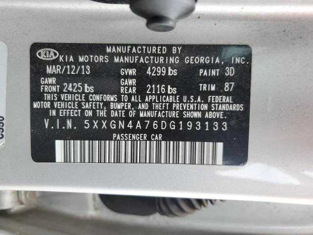 Photo 11 VIN: 5XXGN4A76DG193133 - KIA OPTIMA EX 