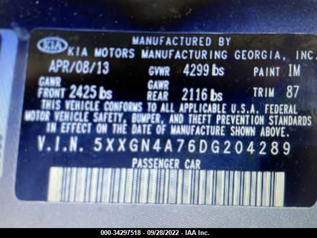 Photo 8 VIN: 5XXGN4A76DG204289 - KIA OPTIMA 