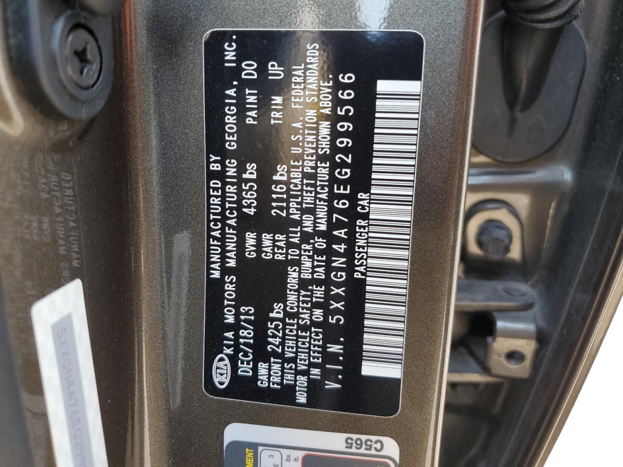 Photo 11 VIN: 5XXGN4A76EG299566 - KIA OPTIMA 