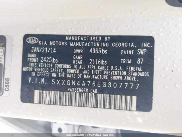 Photo 8 VIN: 5XXGN4A76EG307777 - KIA OPTIMA 