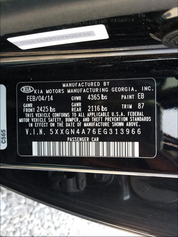 Photo 9 VIN: 5XXGN4A76EG313966 - KIA OPTIMA 