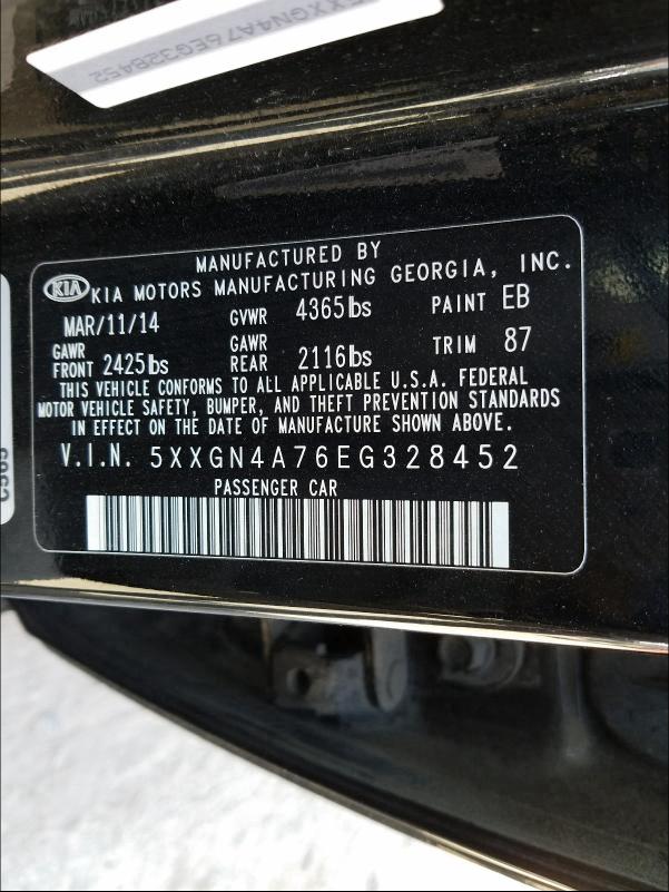 Photo 9 VIN: 5XXGN4A76EG328452 - KIA OPTIMA EX 