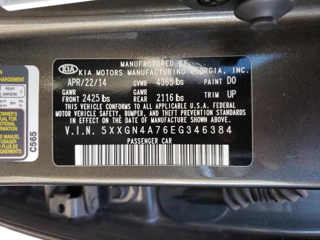 Photo 9 VIN: 5XXGN4A76EG346384 - KIA OPTIMA EX 