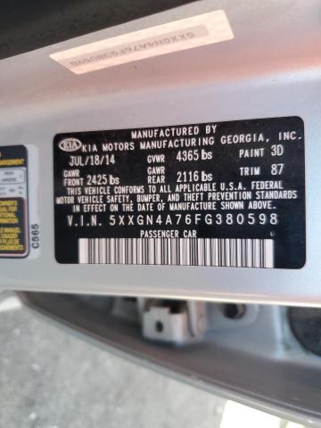 Photo 12 VIN: 5XXGN4A76FG380598 - KIA OPTIMA EX 