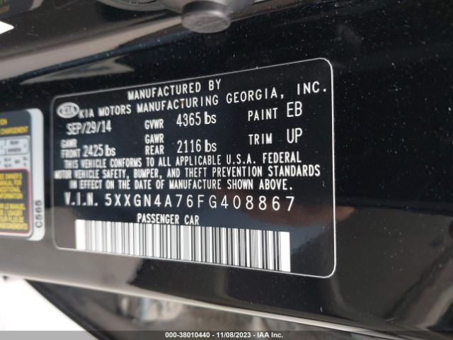 Photo 8 VIN: 5XXGN4A76FG408867 - KIA OPTIMA 