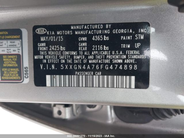 Photo 8 VIN: 5XXGN4A76FG474898 - KIA OPTIMA 