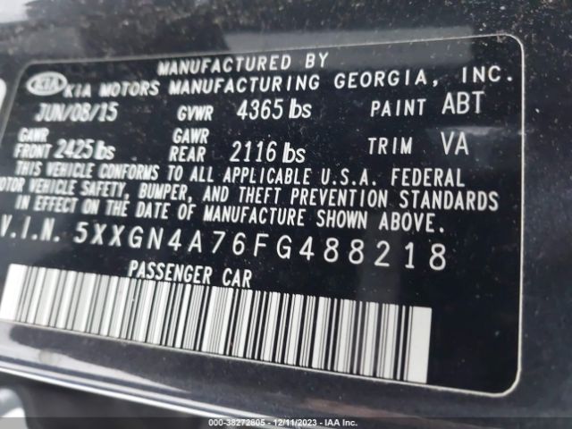 Photo 8 VIN: 5XXGN4A76FG488218 - KIA OPTIMA 