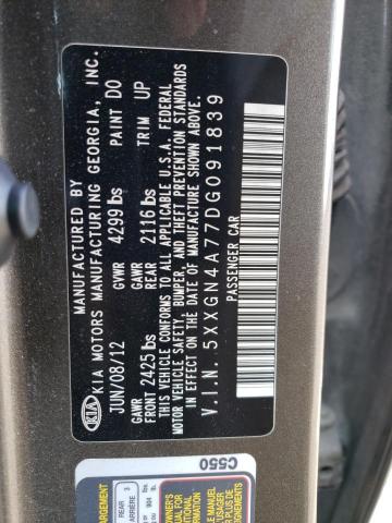 Photo 11 VIN: 5XXGN4A77DG091839 - KIA OPTIMA EX 