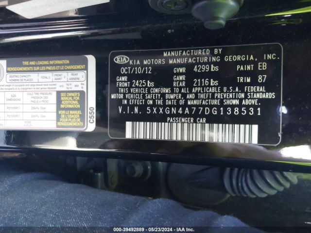 Photo 8 VIN: 5XXGN4A77DG138531 - KIA OPTIMA 