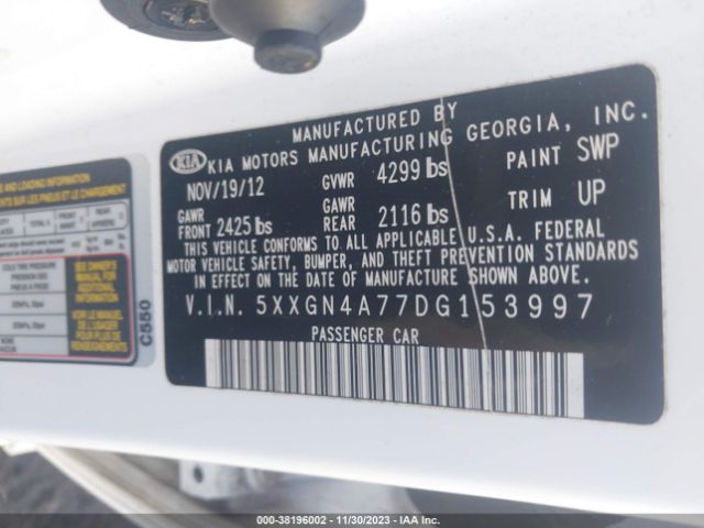 Photo 8 VIN: 5XXGN4A77DG153997 - KIA OPTIMA 