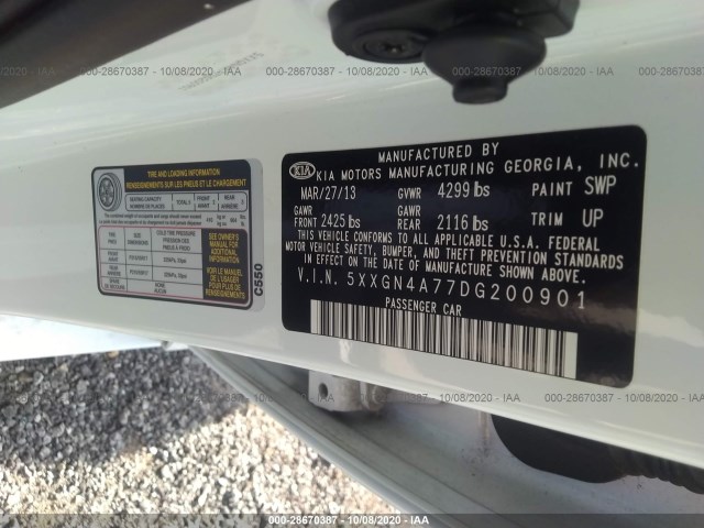 Photo 8 VIN: 5XXGN4A77DG200901 - KIA OPTIMA 