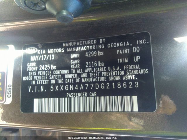 Photo 8 VIN: 5XXGN4A77DG218623 - KIA OPTIMA 