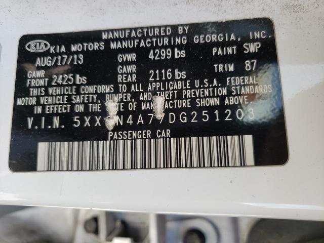 Photo 9 VIN: 5XXGN4A77DG251203 - KIA OPTIMA EX 