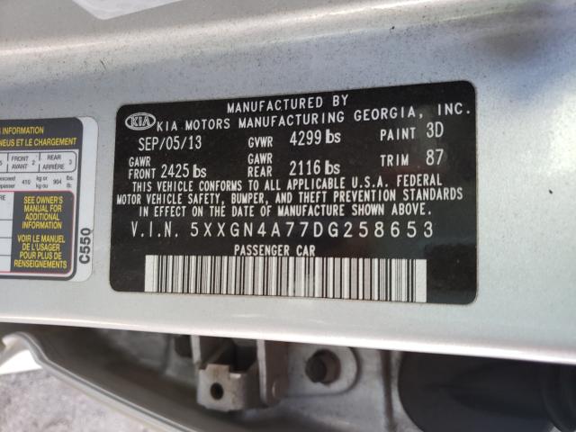 Photo 9 VIN: 5XXGN4A77DG258653 - KIA OPTIMA EX 