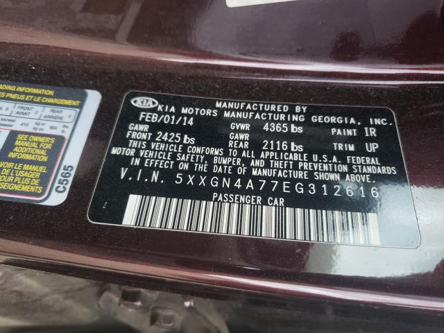 Photo 9 VIN: 5XXGN4A77EG312616 - KIA OPTIMA EX 