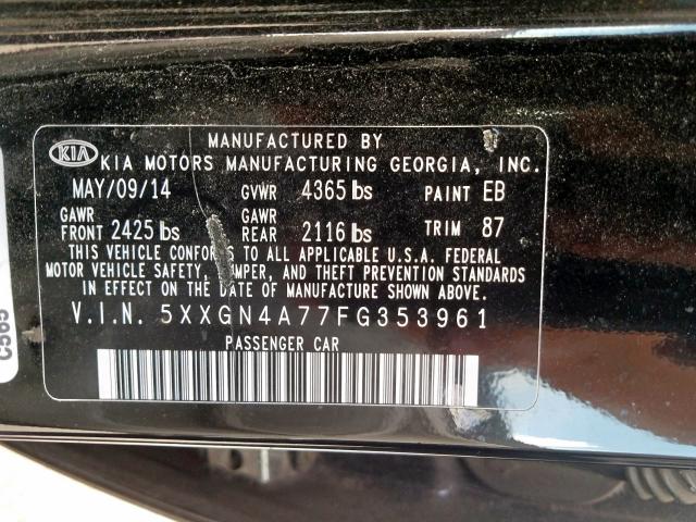 Photo 9 VIN: 5XXGN4A77FG353961 - KIA OPTIMA EX 