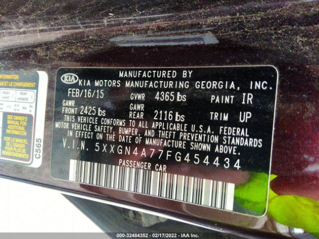 Photo 8 VIN: 5XXGN4A77FG454434 - KIA OPTIMA 